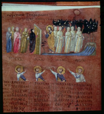 The Wise and Foolish Virgins, from the Codex Purpureus by Byzantine School
